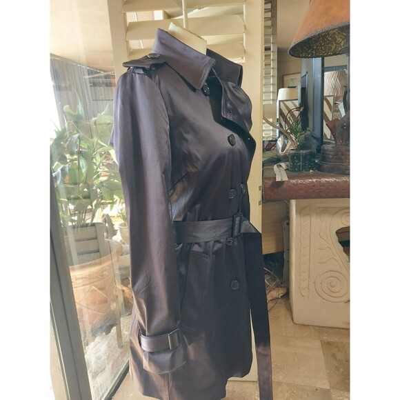 Joan Rivers Classics Collection Eggplant Brown Belted Trench Coat Sz L - Picture 4 of 9